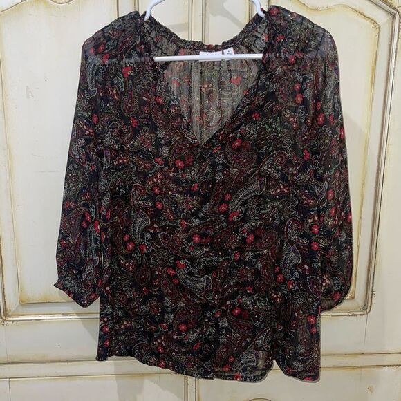 Kim Rogers Paisley Sheer Blouse - Size Small - Picture 1 of 7